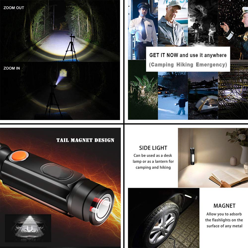 Illustration for article titled (Up To 45% Off) Sngg Super Bright Tactical Flashlight,LED Flashlight with COB Light,USB Rechargeable at only $8.24 with free shipping